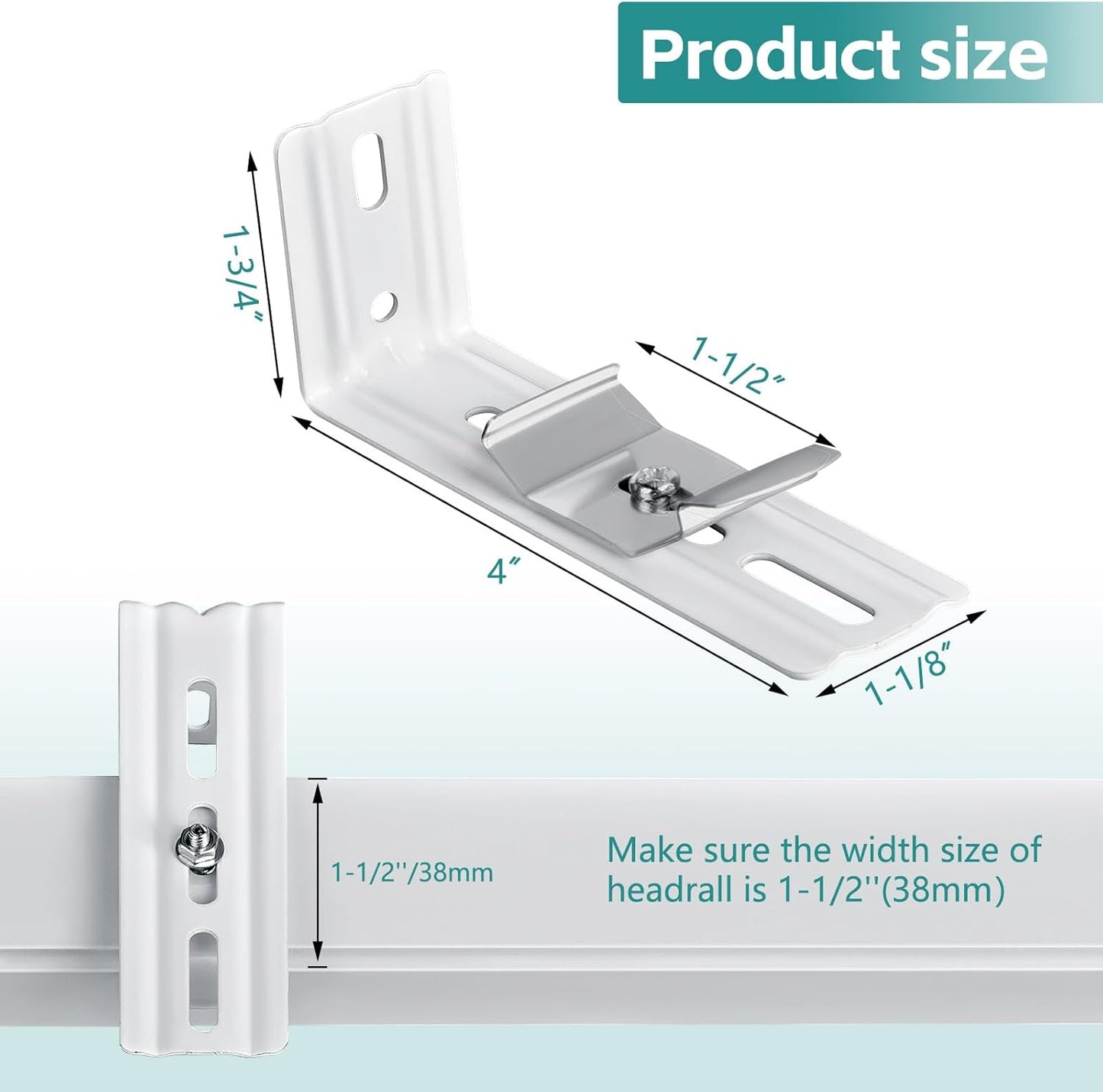 6 Pcs Vertical Blinds L Bracket Vertical Blind Wall Mount with Headrail 1-1/2" C Clamp Brackets 4" Outside Mounting Bracket Clips Vertical Blind Top Code Mounting (Silver)