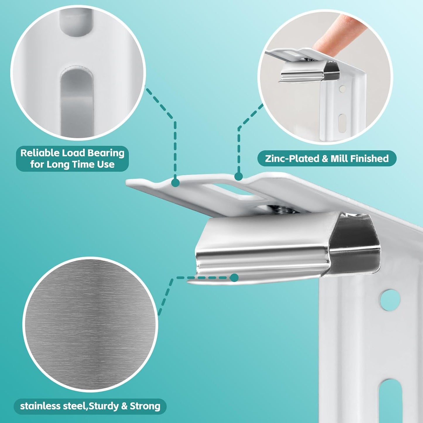 6 Pcs Vertical Blinds L Bracket Vertical Blind Wall Mount with Headrail 1-1/2" C Clamp Brackets 4" Outside Mounting Bracket Clips Vertical Blind Top Code Mounting (Silver)
