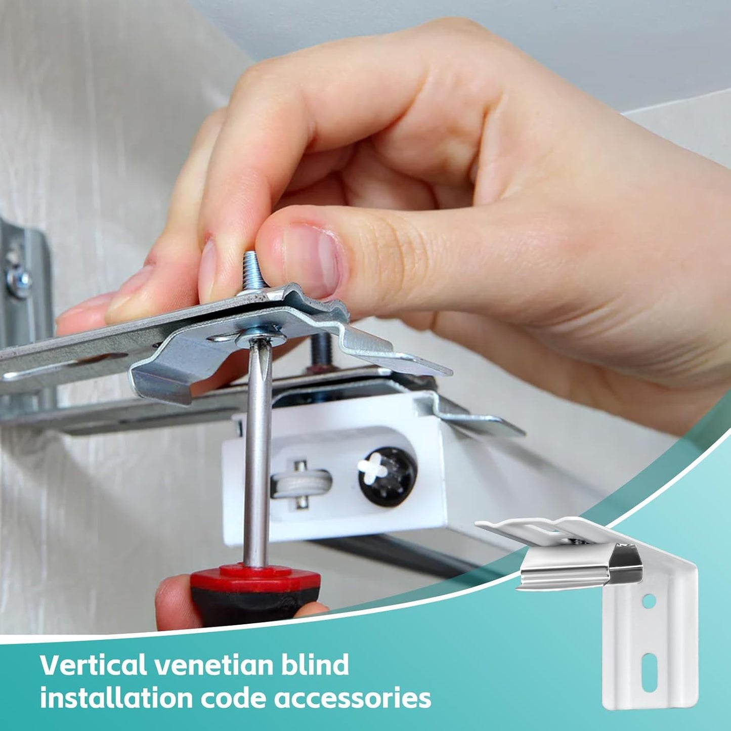 6 Pcs Vertical Blinds L Bracket Vertical Blind Wall Mount with Headrail 1-1/2" C Clamp Brackets 4" Outside Mounting Bracket Clips Vertical Blind Top Code Mounting (Silver)