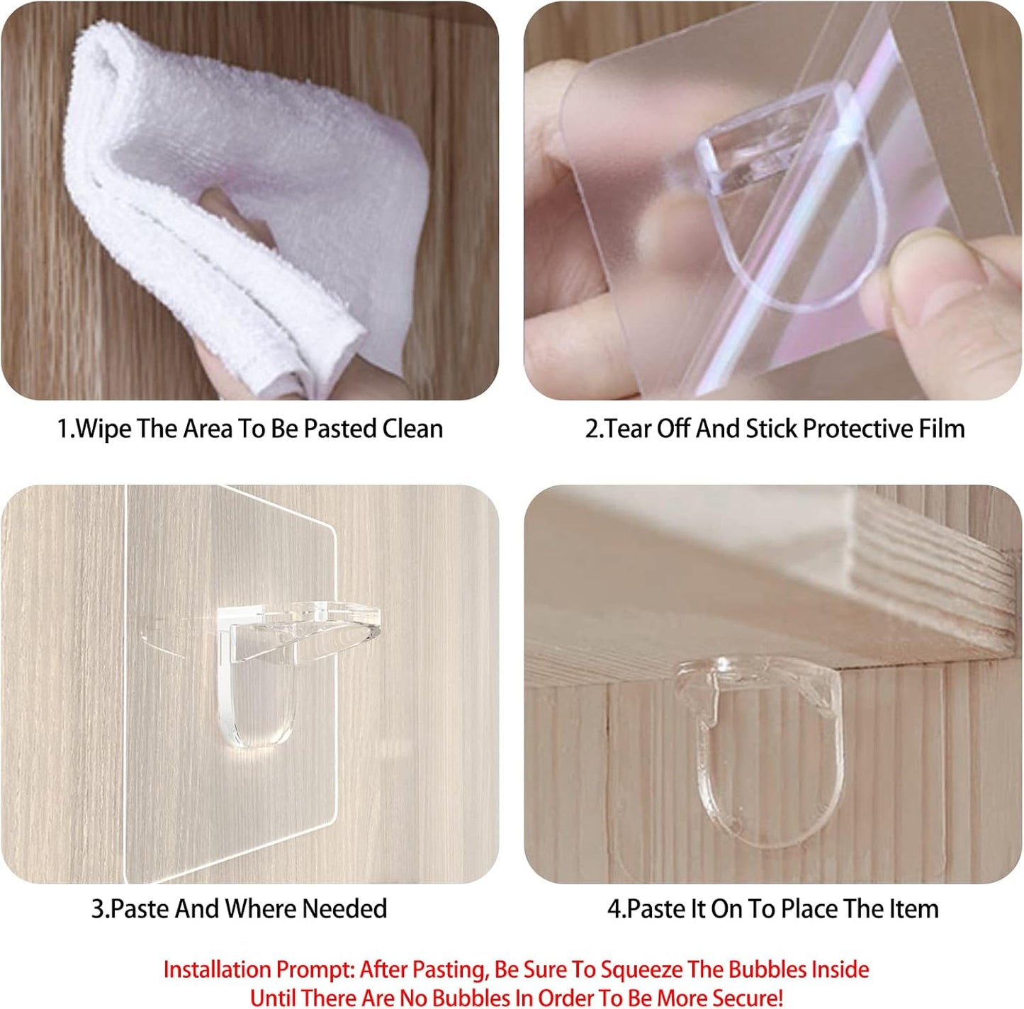Adhesive Shelf Bracket 2.8" Punch Free Shelf Support Pegs Nail-Free Shelf Support Peg for Shelves, Kitchen Cabinet, Book Closet, Clapboard Layer (24Pcs)