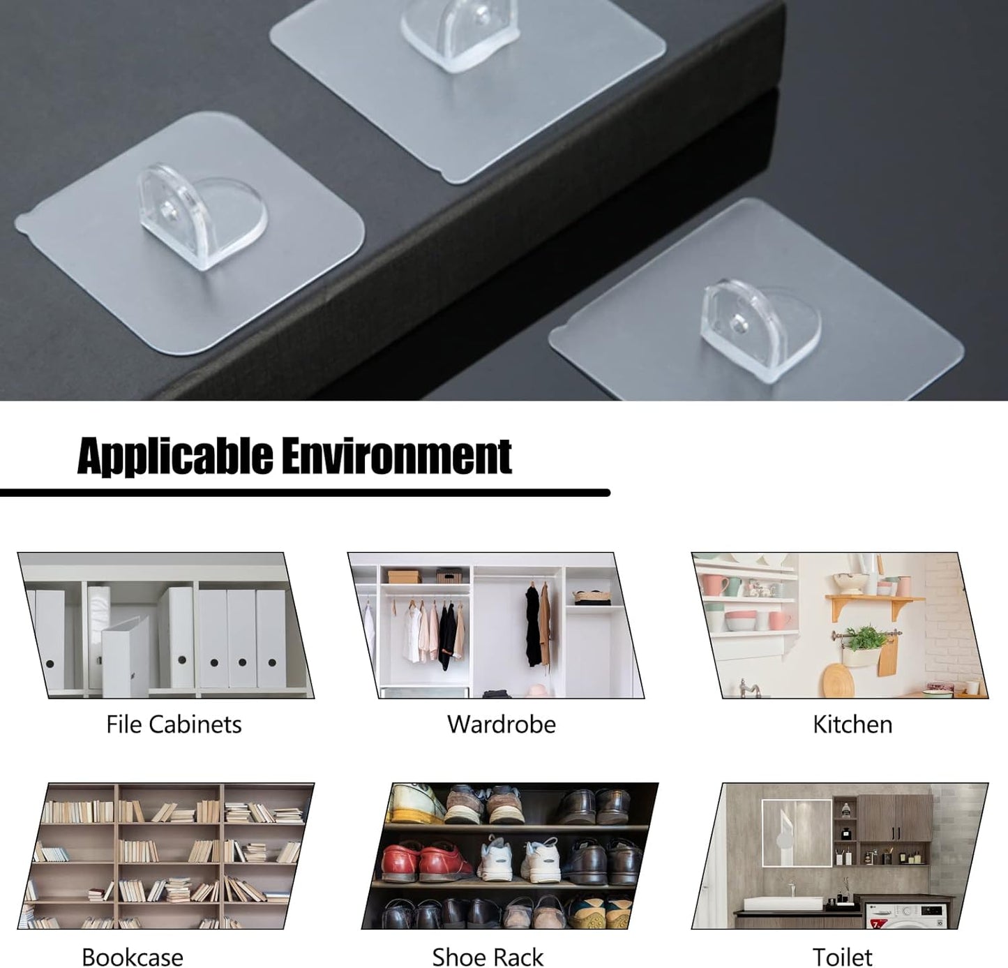 Adhesive Shelf Bracket 2.8" Punch Free Shelf Support Pegs Nail-Free Shelf Support Peg for Shelves, Kitchen Cabinet, Book Closet, Clapboard Layer (24Pcs)