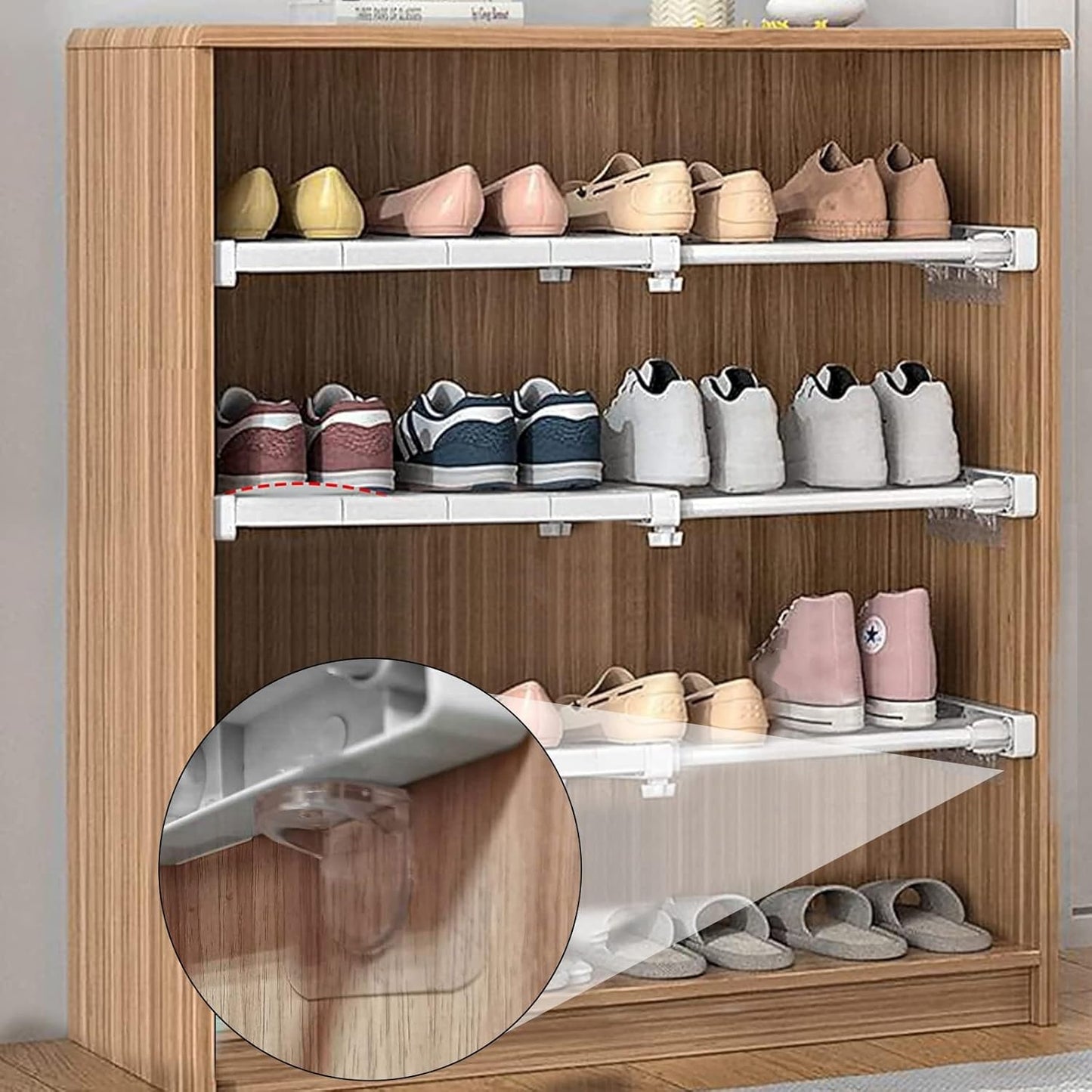 Adhesive Shelf Bracket 2.8" Punch Free Shelf Support Pegs Nail-Free Shelf Support Peg for Shelves, Kitchen Cabinet, Book Closet, Clapboard Layer (24Pcs)