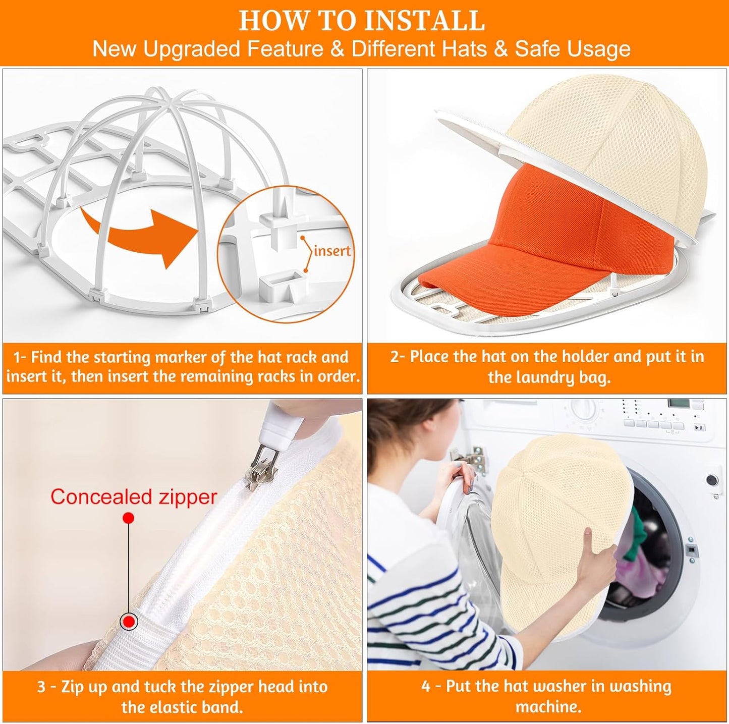 Coopahce Hat Washer for Washing Machine, Hats Cleaner for Baseball Caps, Hat Washing Cage Cap Washer, Dishwasher Hat Holder