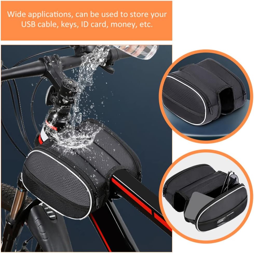 Waterproof Front Bike Frame Bag 19x12.5x6 cm Black
