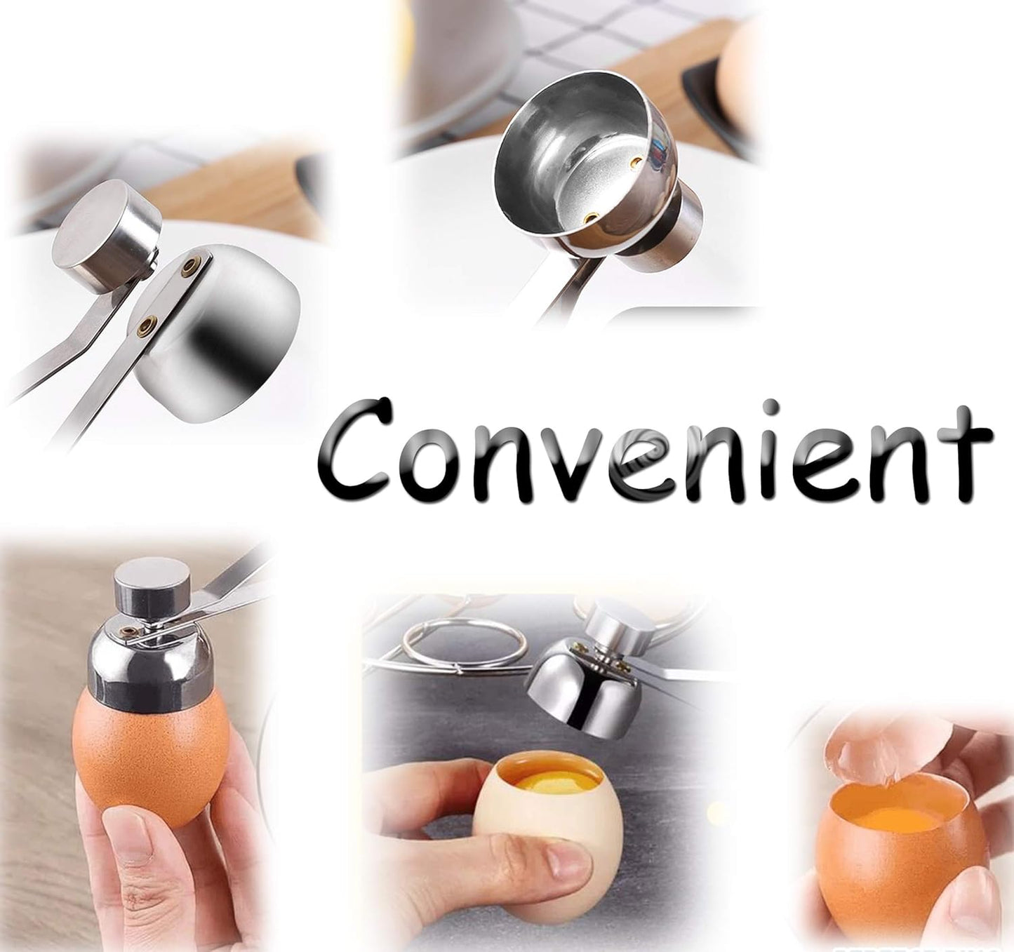 Egg Shell Cutter with Spring Mechanism for Soft and Hard Boiled Eggs Silver 1 Piece