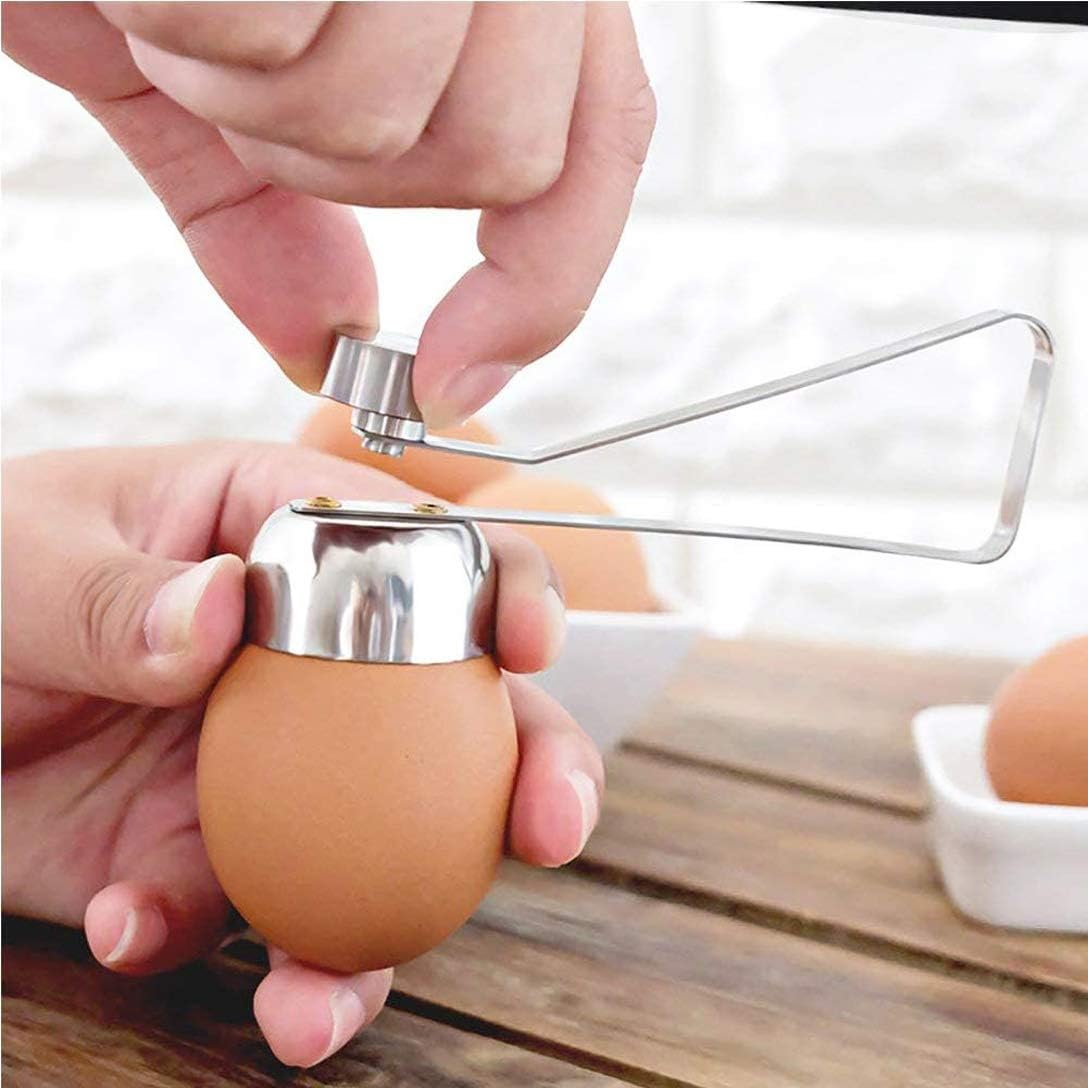 Egg Shell Cutter with Spring Mechanism for Soft and Hard Boiled Eggs Silver 1 Piece