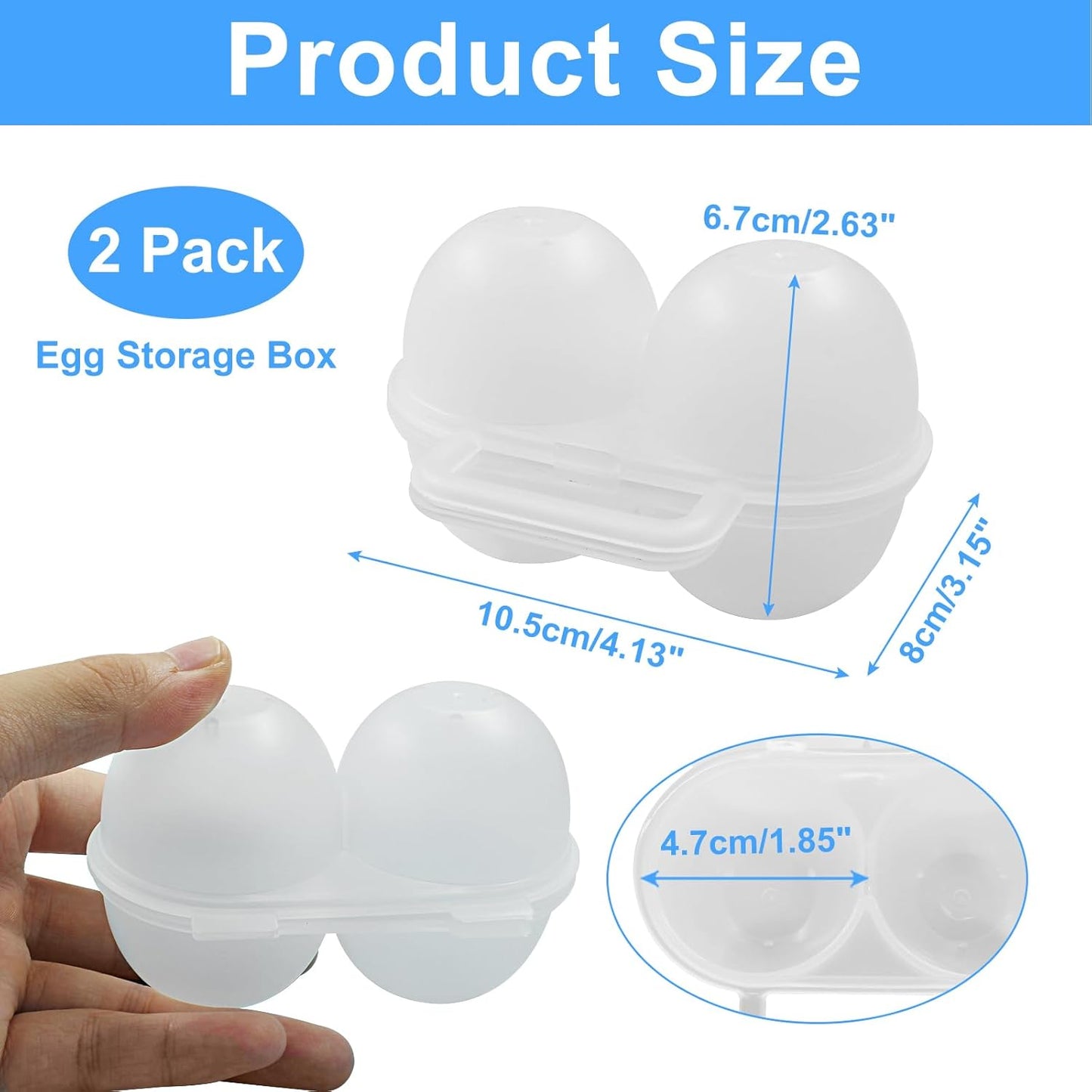 2 Pack 2-Egg Portable Camping Egg Holder for Fridge