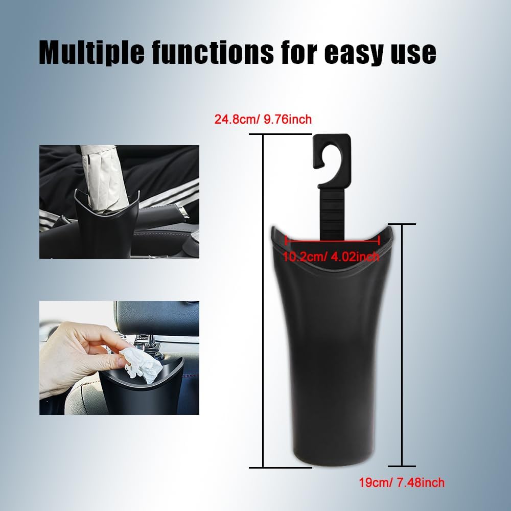 Car Trash Bin & Organizer - Under Seat or Center Console Storage Box with Umbrella Holder - Black - Set of 1