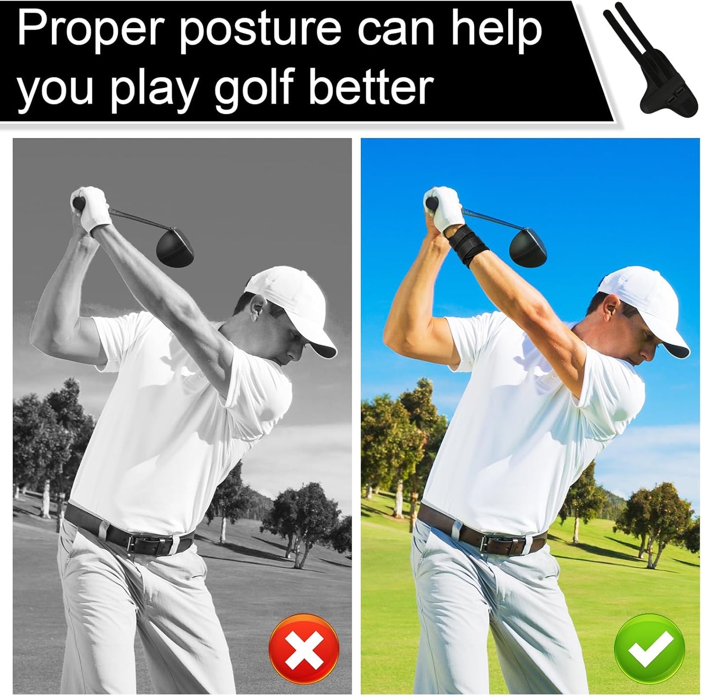 Golf Swing Trainer for Beginners - Black - Set of 1 - Ideal Training Aid
