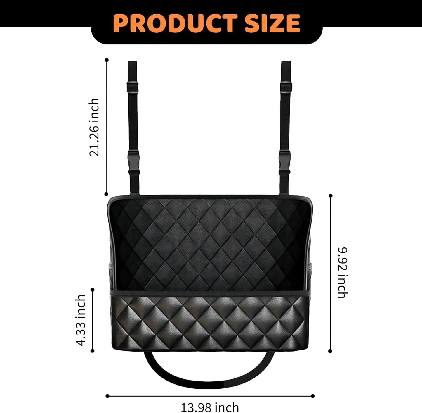 Car Seat Back Organizer with Storage Pockets - Black Vehicle Interior Accessory