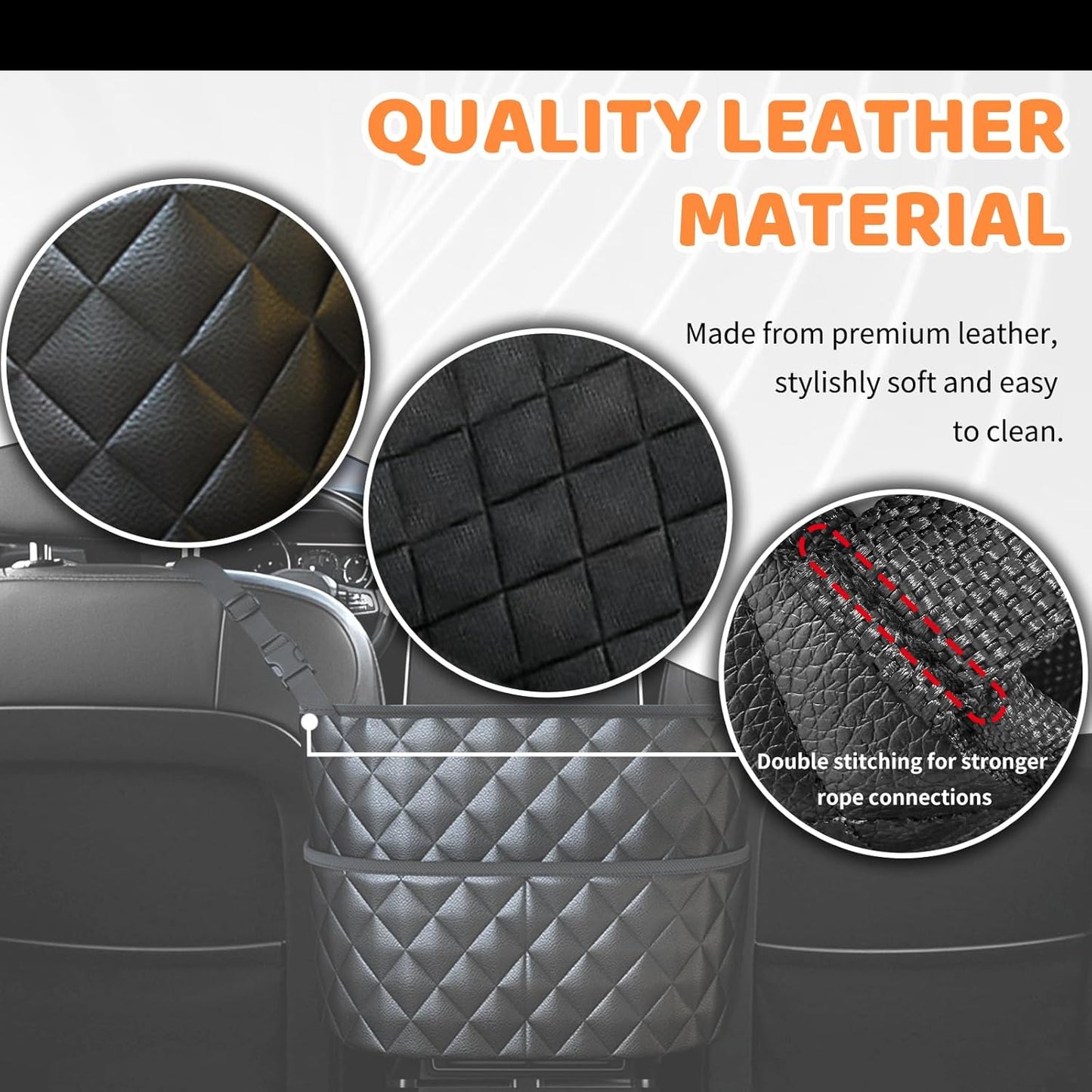Car Seat Back Organizer with Storage Pockets - Black Vehicle Interior Accessory