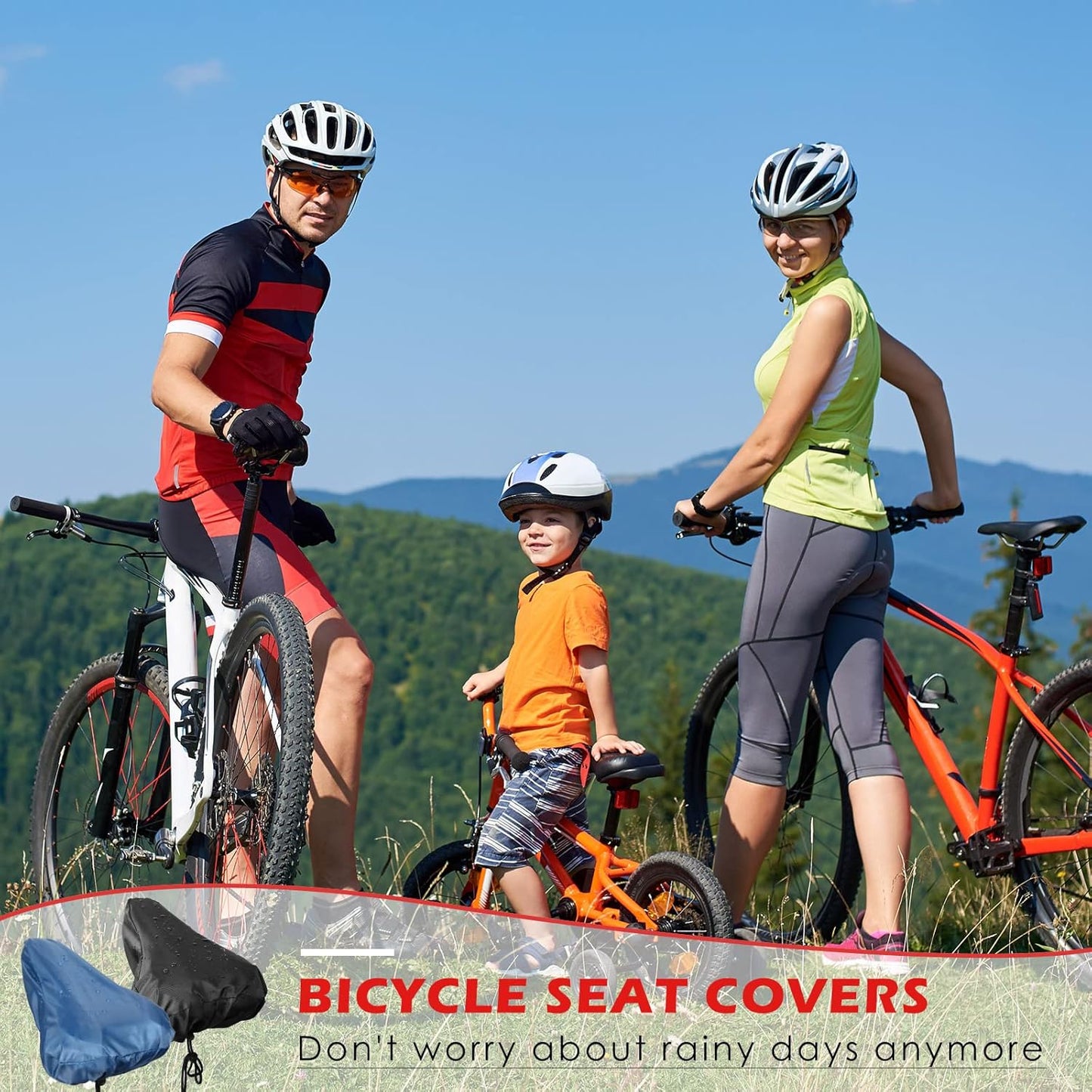 2 Pack Bicycle Saddle Bags Black and Hidden Blue Waterproof Rainproof Material Universal Bike Seat Cover Accessories for Men Women
