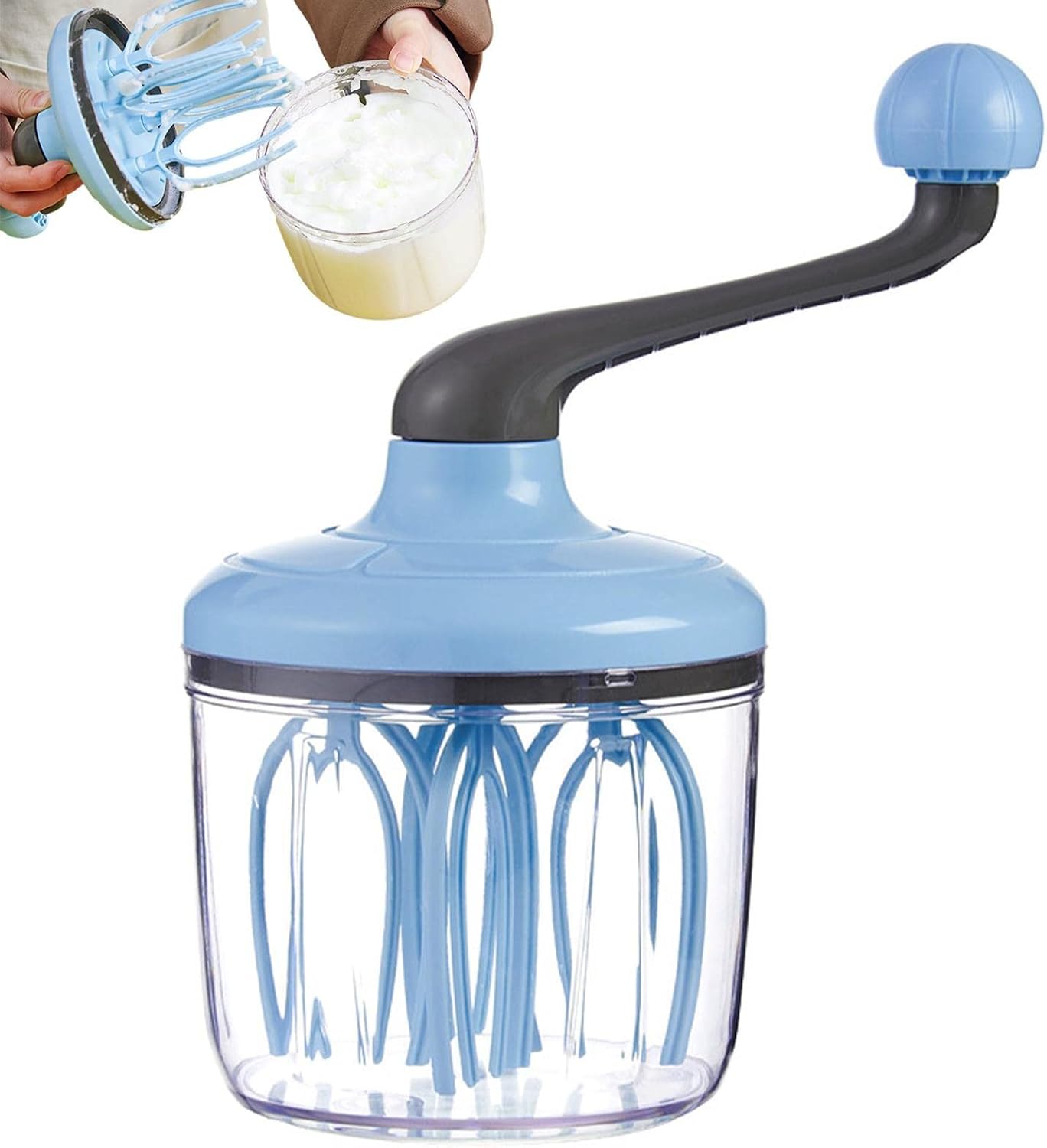 Manual Egg Beater Blue Handheld Butter Mixer Kitchen Baking Tool Accessory