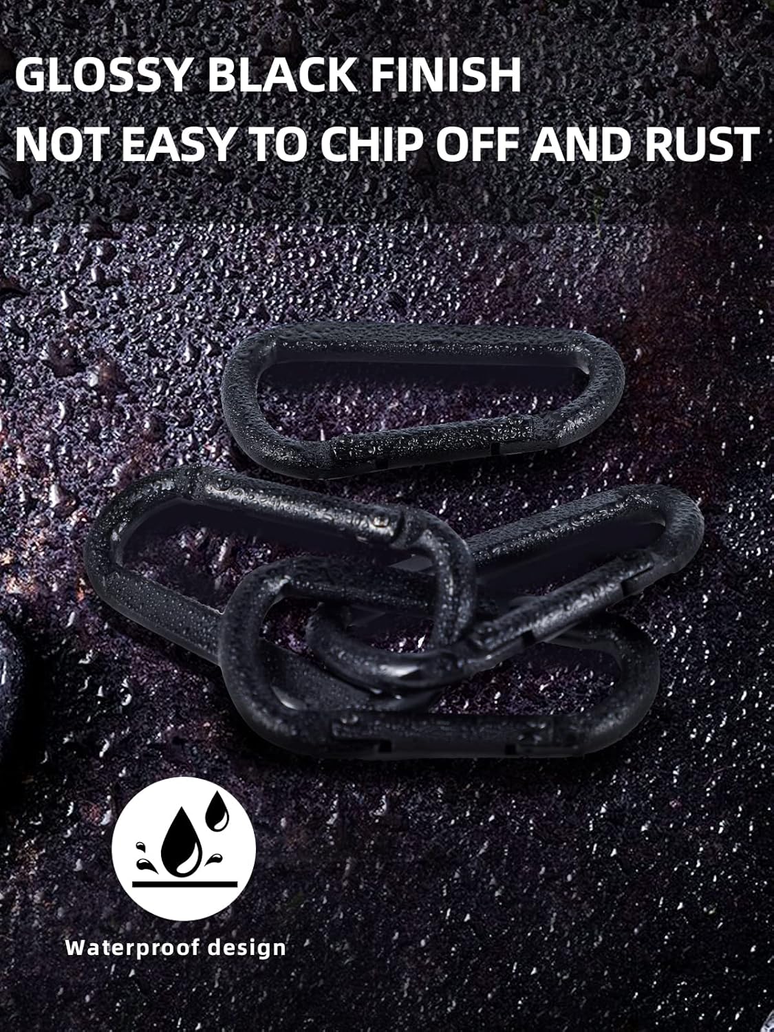 2 Pack Aluminum Black D-Shaped Carabiner 8cm - Camping Outdoor Keychain Clip for Backpack Keys