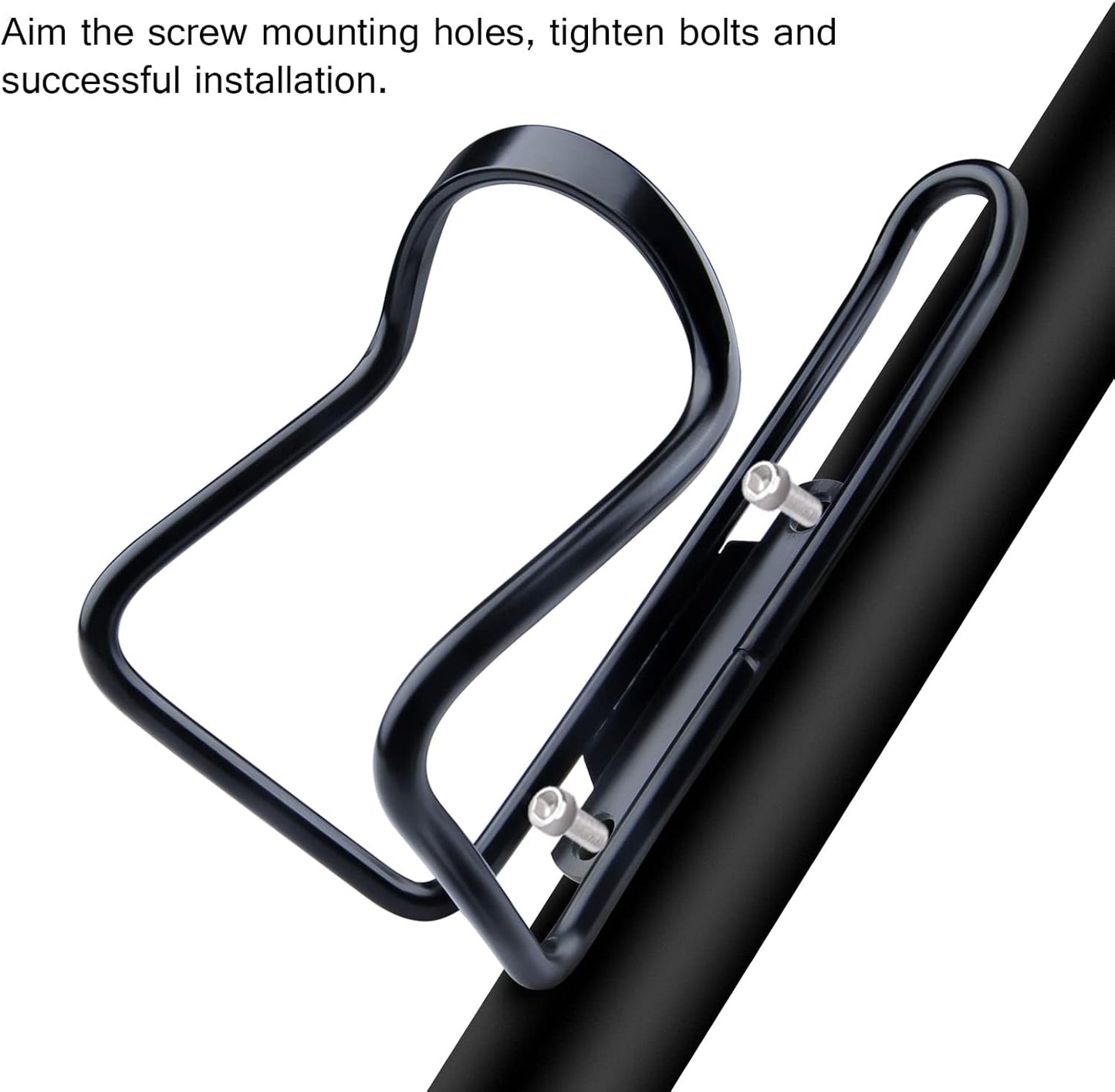 Aluminium Bicycle Water Bottle Cage Universal 70-76mm Mount Lightweight Black with Screws