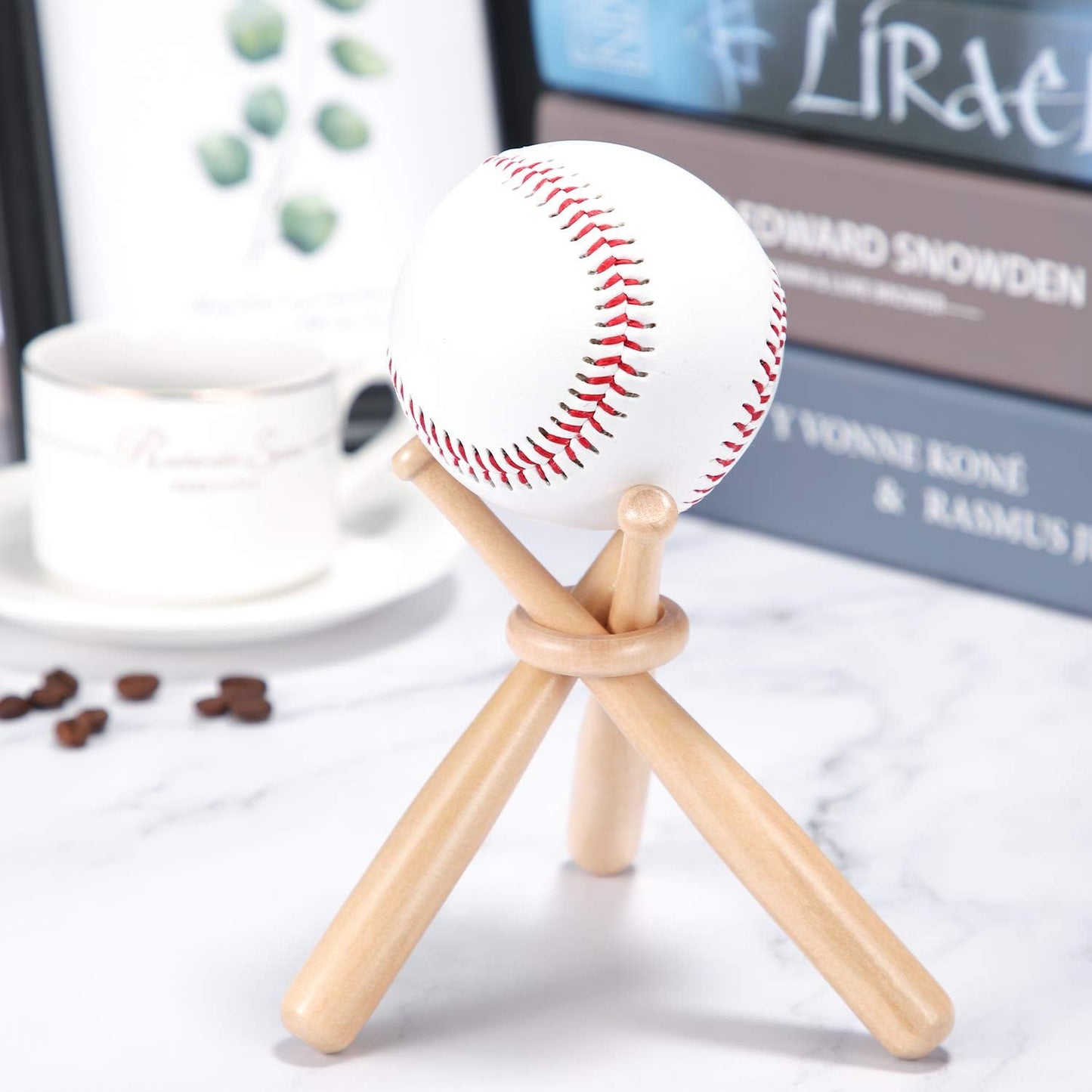 Baseball Ring Holder Stand - Natural Wood Finish - Bat Display Stand - Baseball Gift - Sports Decor - Wooden Display Rack - Ideal for Collectors & Enthusiasts - Perfect for Showrooms & Home Decor