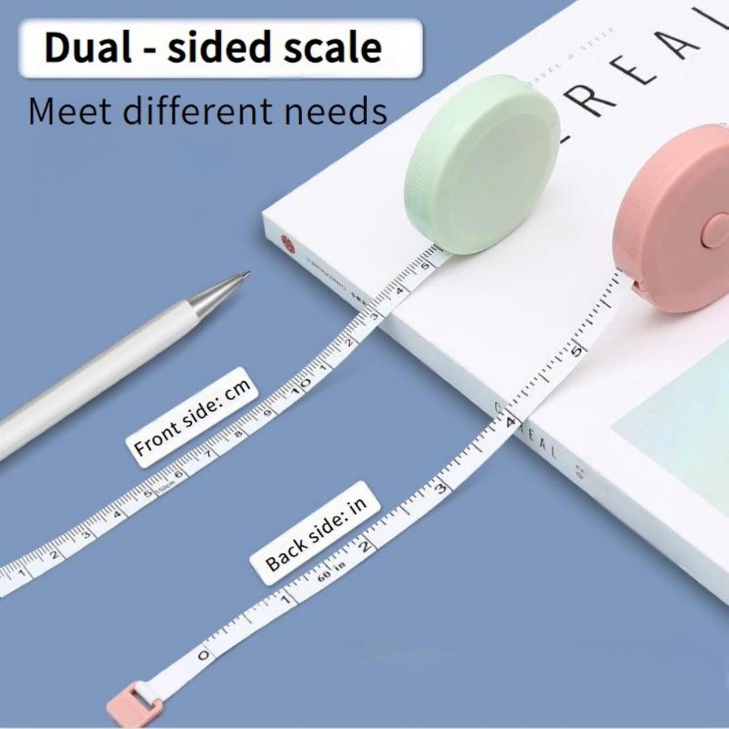 3 Pack Retractable Measuring Tape 150cm Double Sided Flexible for Body Measurements Sewing and Crafts