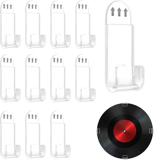 12 Pack Acrylic Transparent Vinyl Record Holder Wall Mount No Drilling Required Display Rack