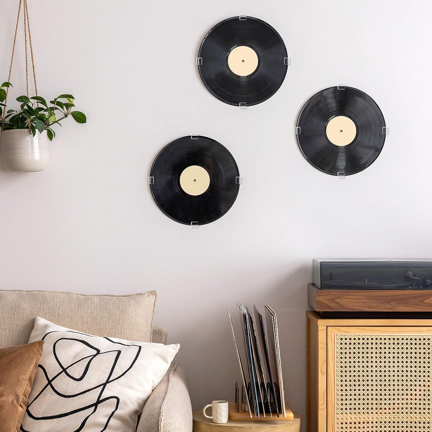 12 Pack Acrylic Transparent Vinyl Record Holder Wall Mount No Drilling Required Display Rack