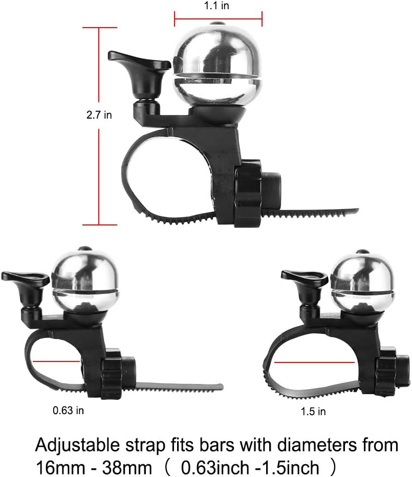 Silver Universal Bicycle Bell Waterdicht Suitable for Adult and Kids Bikes Bike Accessories 1 Piece