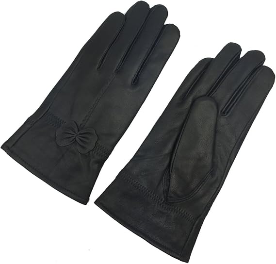 Winter Warm Fleece Lined Leather Gloves - Black - Size L - 1 Pair - Stylish Cold Weather Accessory