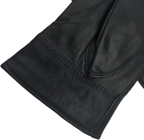 Winter Warm Fleece Lined Leather Gloves - Black - Size L - 1 Pair - Stylish Cold Weather Accessory