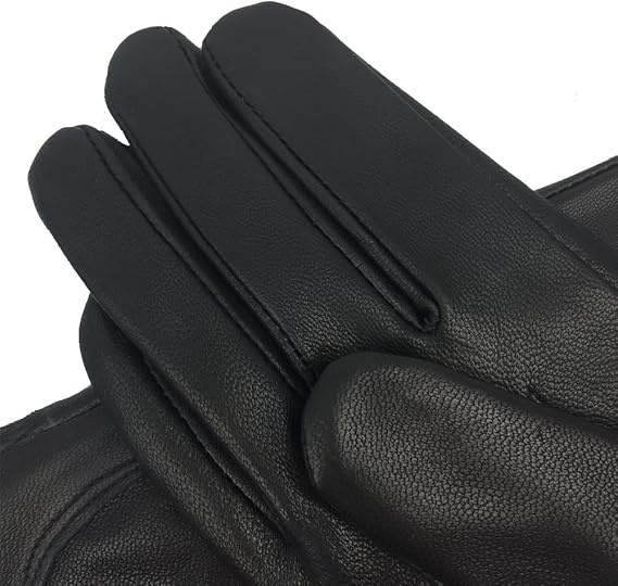 Winter Warm Fleece Lined Leather Gloves - Black - Size L - 1 Pair - Stylish Cold Weather Accessory