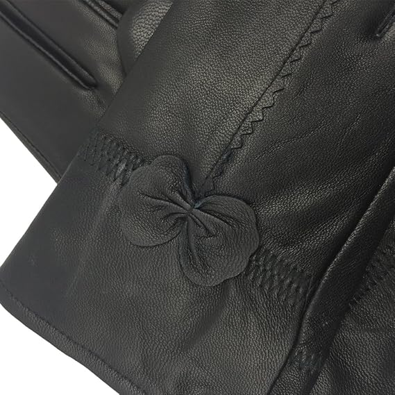 Winter Warm Fleece Lined Leather Gloves - Black - Size L - 1 Pair - Stylish Cold Weather Accessory