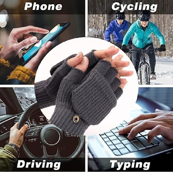 Women's Warm Fingerless Gloves - 1 Pair - Dark Grey