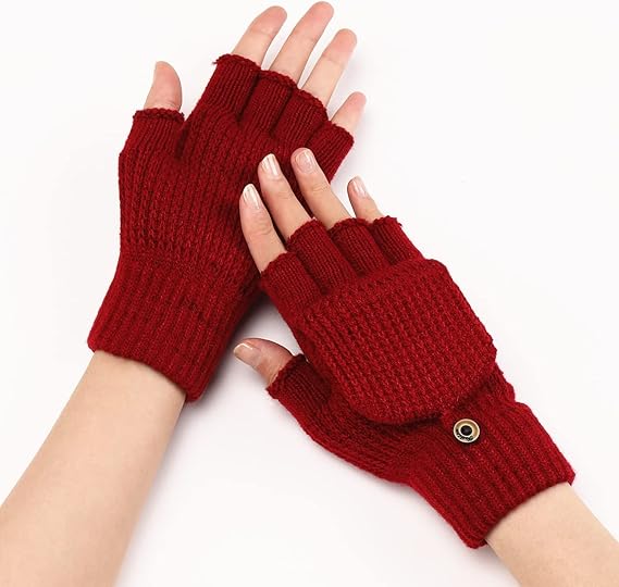 Women's Red Warm Fingerless Gloves 1 Pair