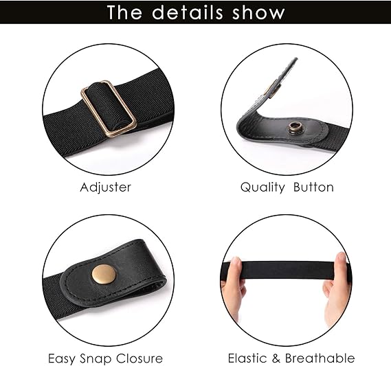 1 Pair Elastic Belts Adjustable Unisex Waist Belt for Men Women