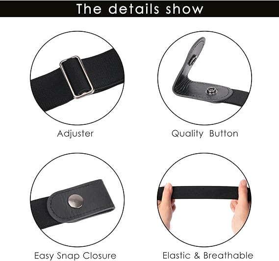 Men's Women's Elastic Belts Adjustable Stretch Belt 1 Pair