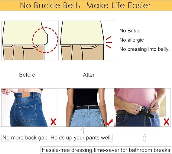 Men's Women's Elastic Belts Adjustable Stretch Belt 1 Pair