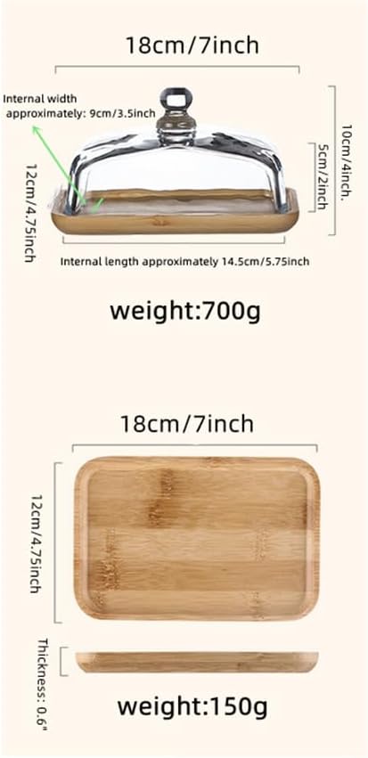 Mini Cake Stand with Glass Dome - Wooden Serving Board for Cupcakes Cheese - Butter Dome as Kitchen Decoration Gift