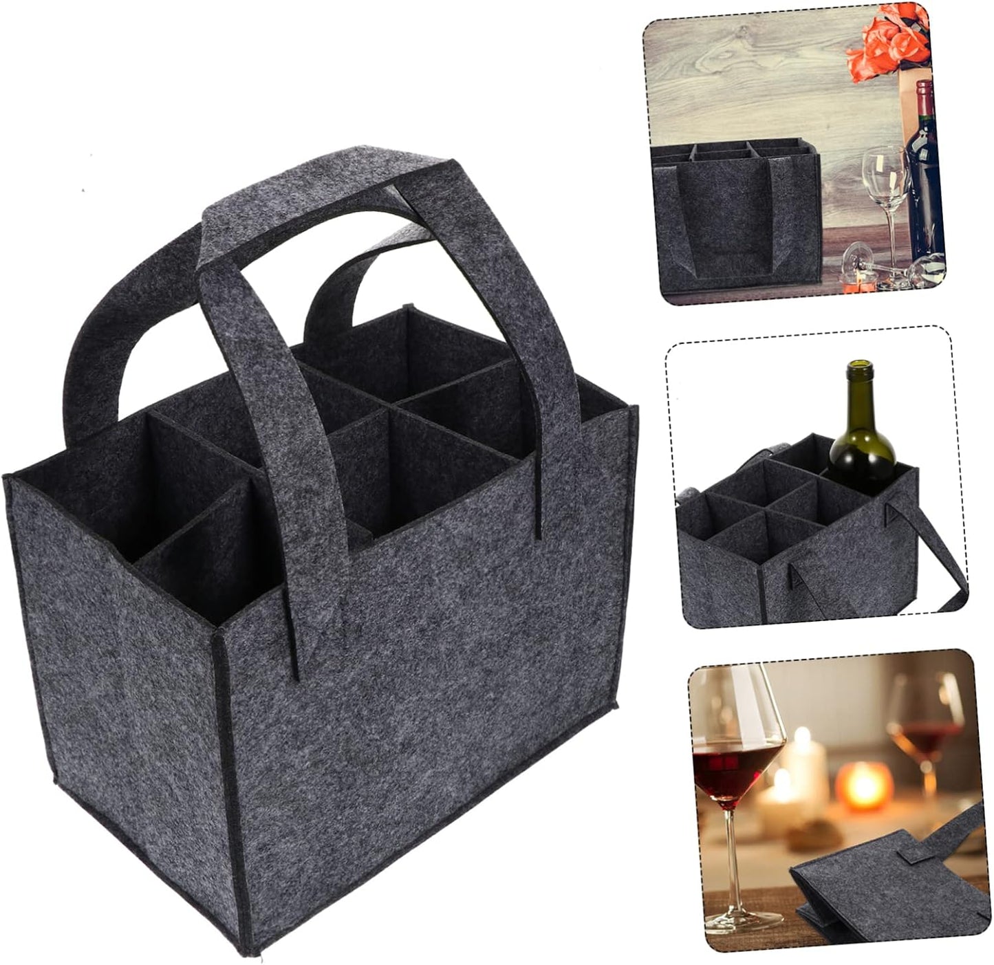 6 Bottle Wine Rack - Dark Grey - Storage Organizer for Bottles