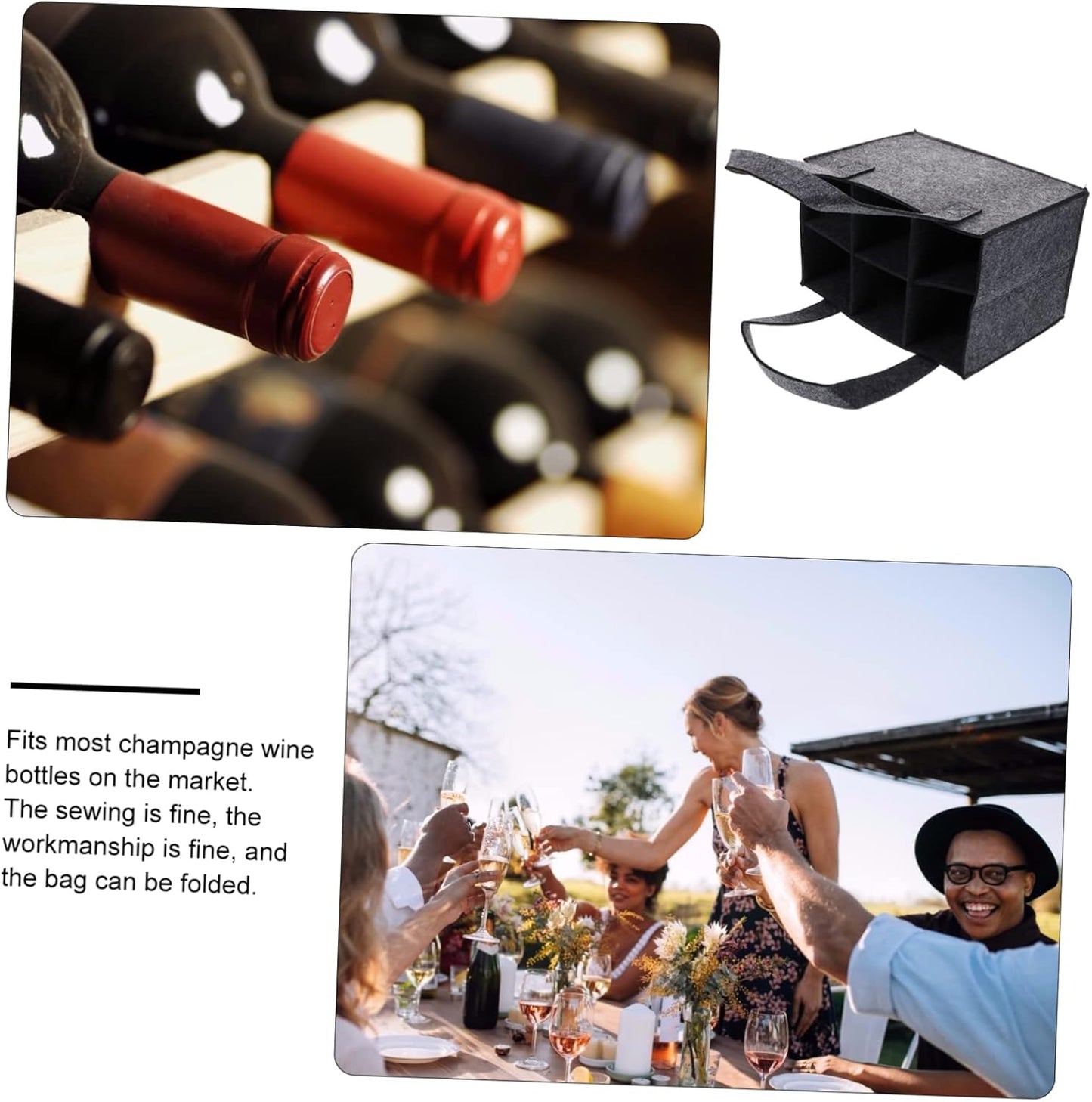 6 Bottle Wine Rack - Dark Grey - Storage Organizer for Bottles