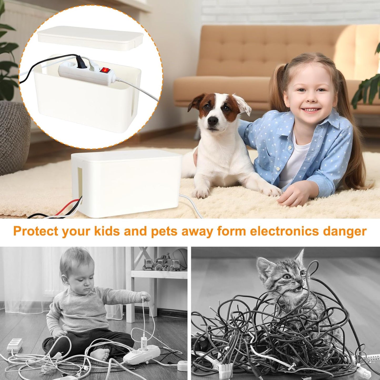 1 Piece Cable Organizer Box White Multifunctional Cable Management Solution
