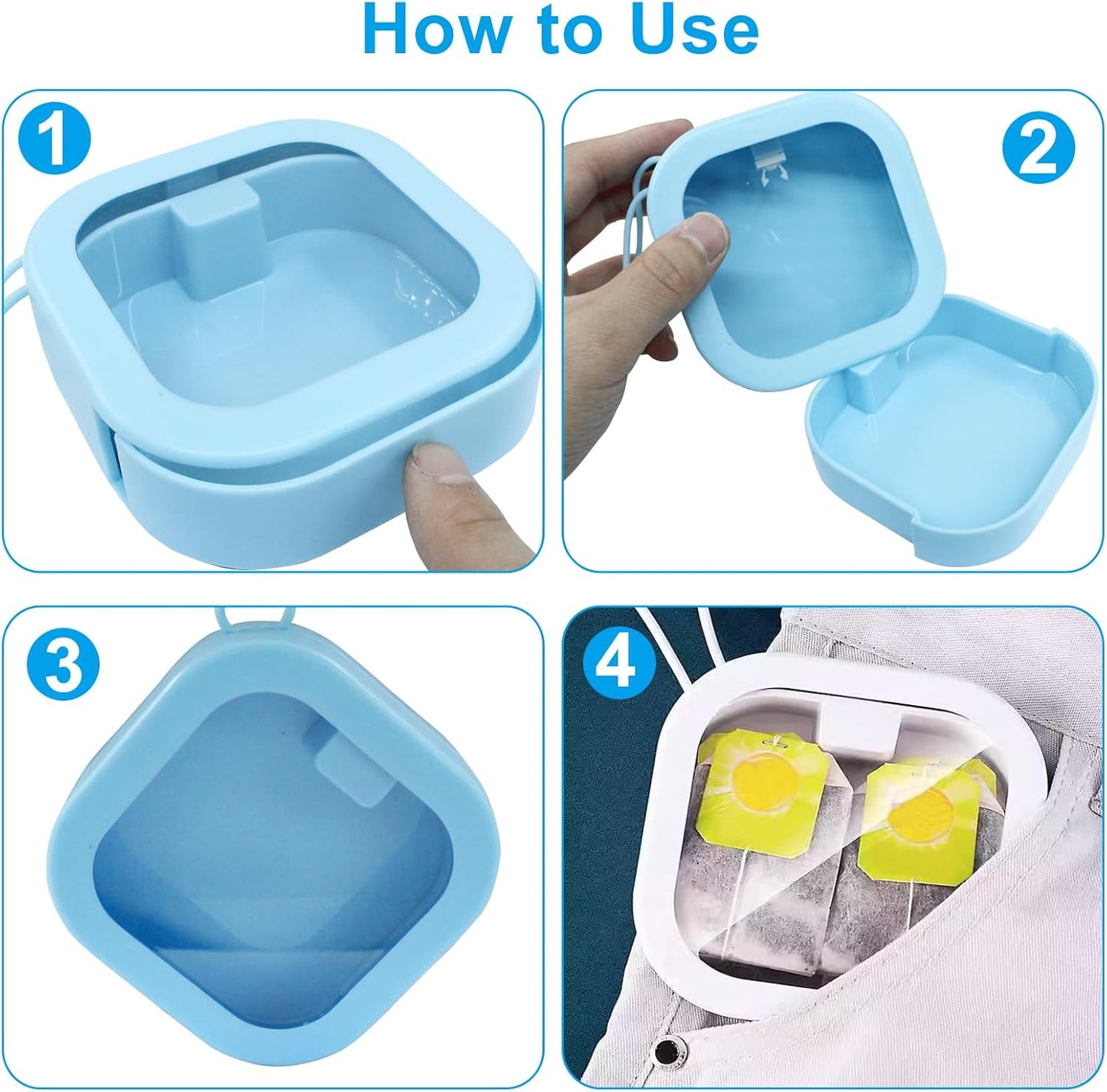 2 Piece Set Portable Blue and White Storage Boxes Stackable Travel Organizers for Small Hair Clips Jewelry Trimmer Accessories