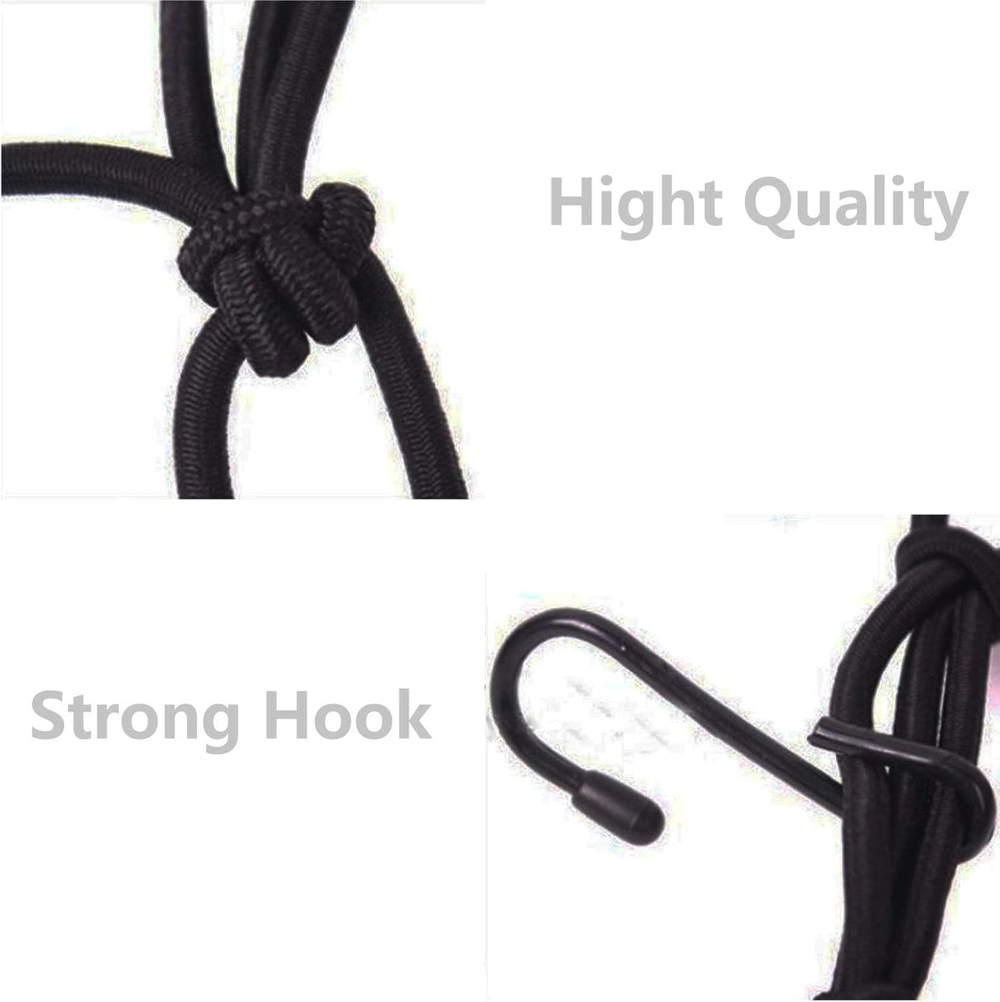 2 Pack 40x40cm Elastic Motorcycle Cargo Net with 6 Anti-Scratch Hooks for Scooter Helmet Storage - Black