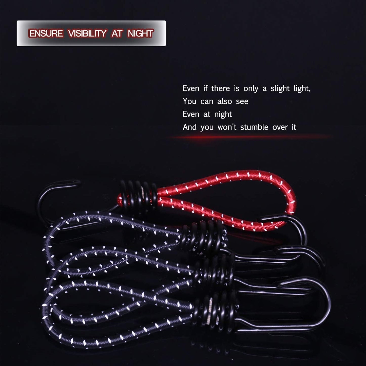 8 Pack DIY Anti-Scratch Hooks with Reflective Cord for 8mm Elastic & Bungee Cord - Ideal for Camping Trailer Bicycle