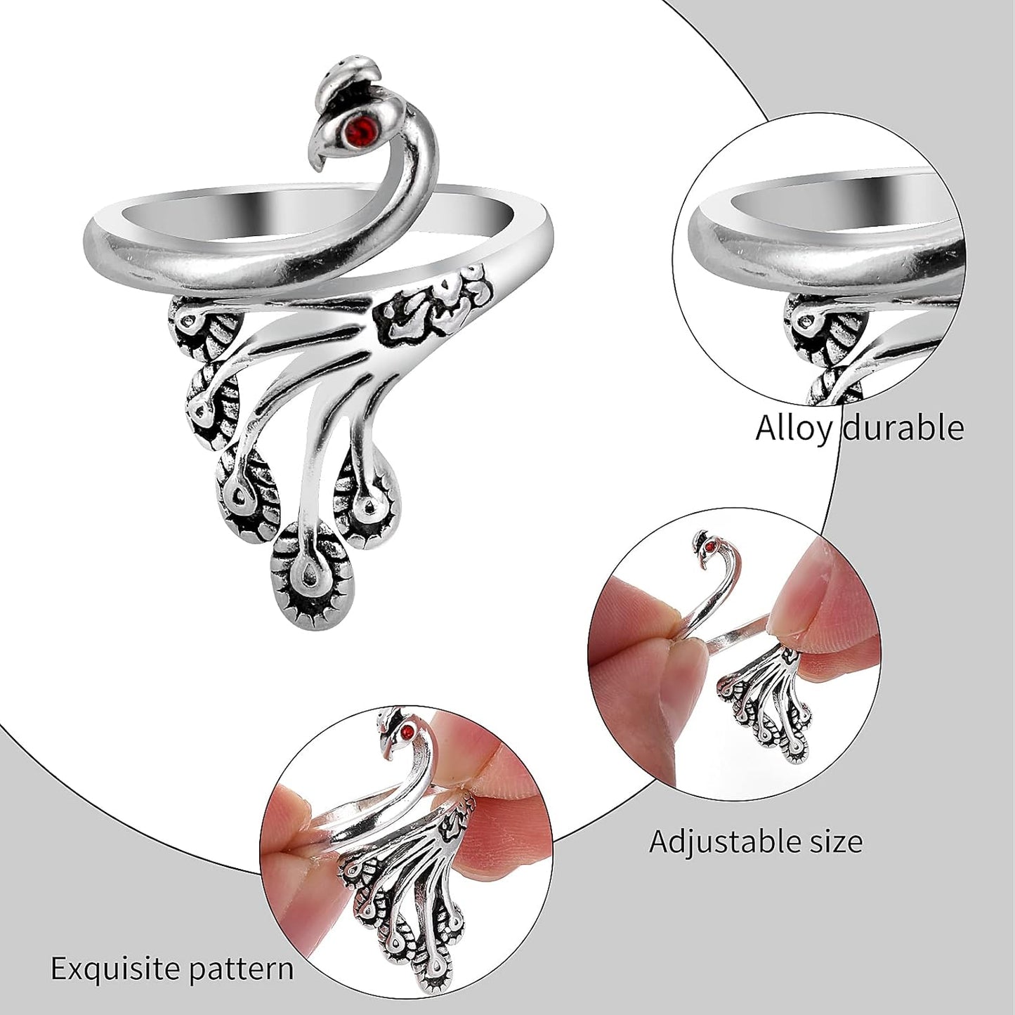 2 Pack Adjustable Yarn Guides for Crocheting & Knitting - Finger Ring Holders - Silver