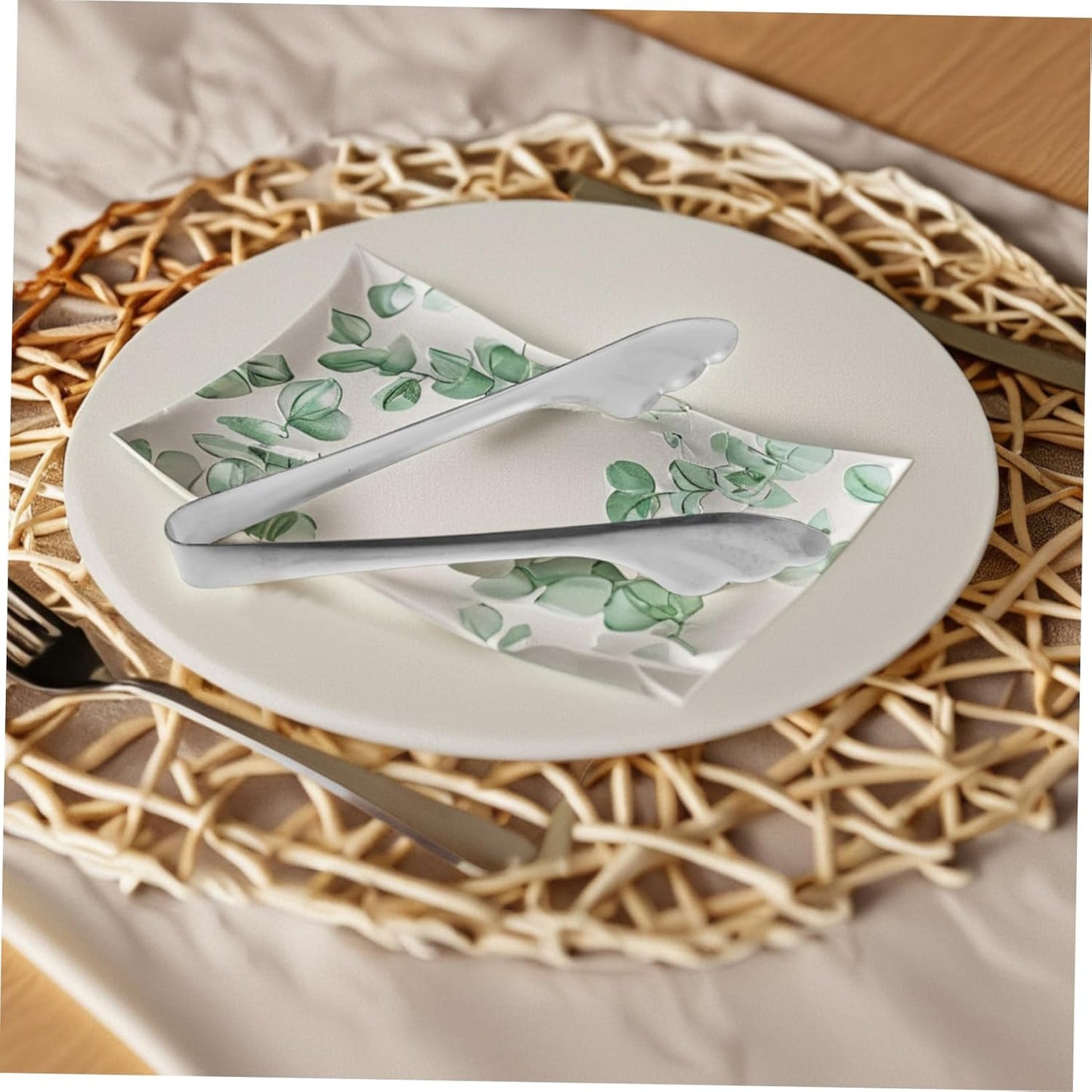 1 Piece Reusable Stainless Steel Food Clip Ice Salad Buffet Retro Angel Wing Design
