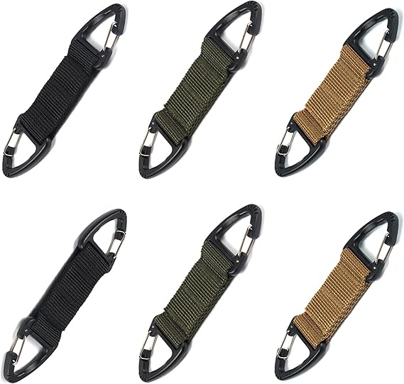 6-Piece Triangular Carabiner Hooks Set 3 Colors Multi-functional for Keys Outdoor Use and Organizing