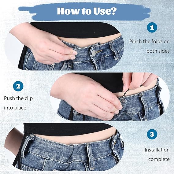 8-Pack Waistband Clips with Hook - Adjustable Waist Tightener for Pants - No Belt Needed