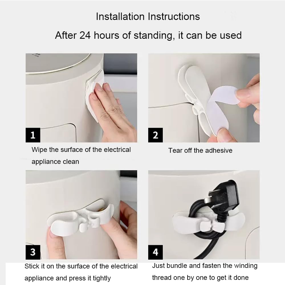 4 Pack Self-Adhesive Cable Clips - Silicone Cable Organizer for Desk & Car - Cable Holders