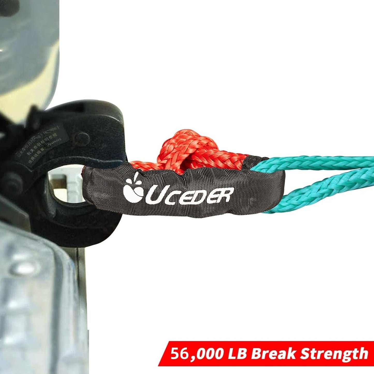 Soft Shackle,Synthetic Shackle Rope Recovery Kit with Extra Protective Sleeves(56,000 lbs Breaking Strength) Heavy Duty Tow Shackles for Off-Road, Truck, Jeep, SUV, UTV, ATV (Red)