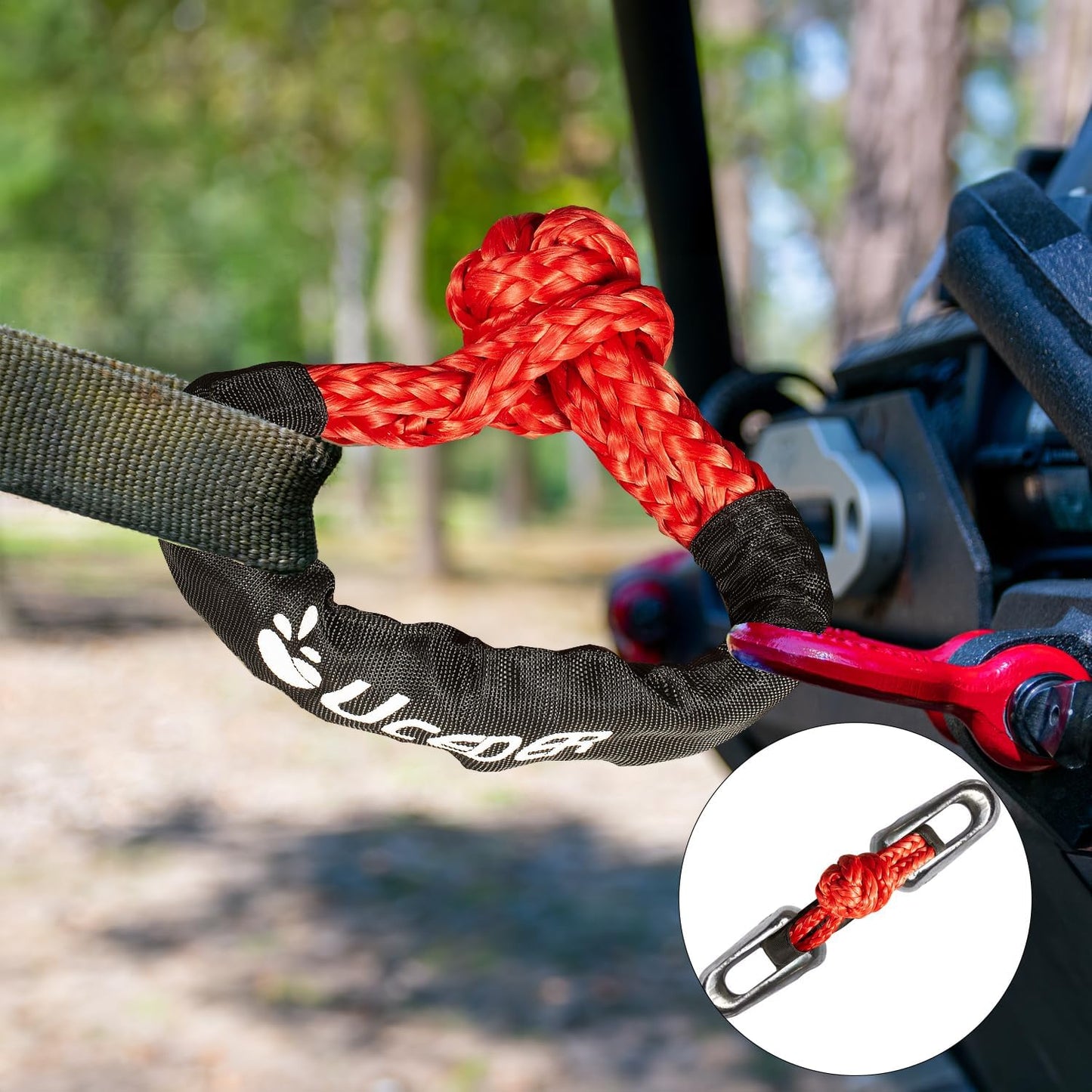 Soft Shackle,Synthetic Shackle Rope Recovery Kit with Extra Protective Sleeves(56,000 lbs Breaking Strength) Heavy Duty Tow Shackles for Off-Road, Truck, Jeep, SUV, UTV, ATV (Red)