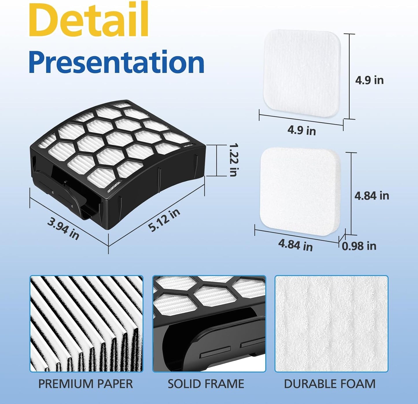 LA502, LA322, LA702 Filters Compatible with Shark Rotator Navigator Lift-Away ADV DuoClean PowerFins Upright Vacuum Model LA502, LA322, LA301, LA300, LA455, LA702, LA360, 2 HEPA+4 Foam+4 Felt Filters