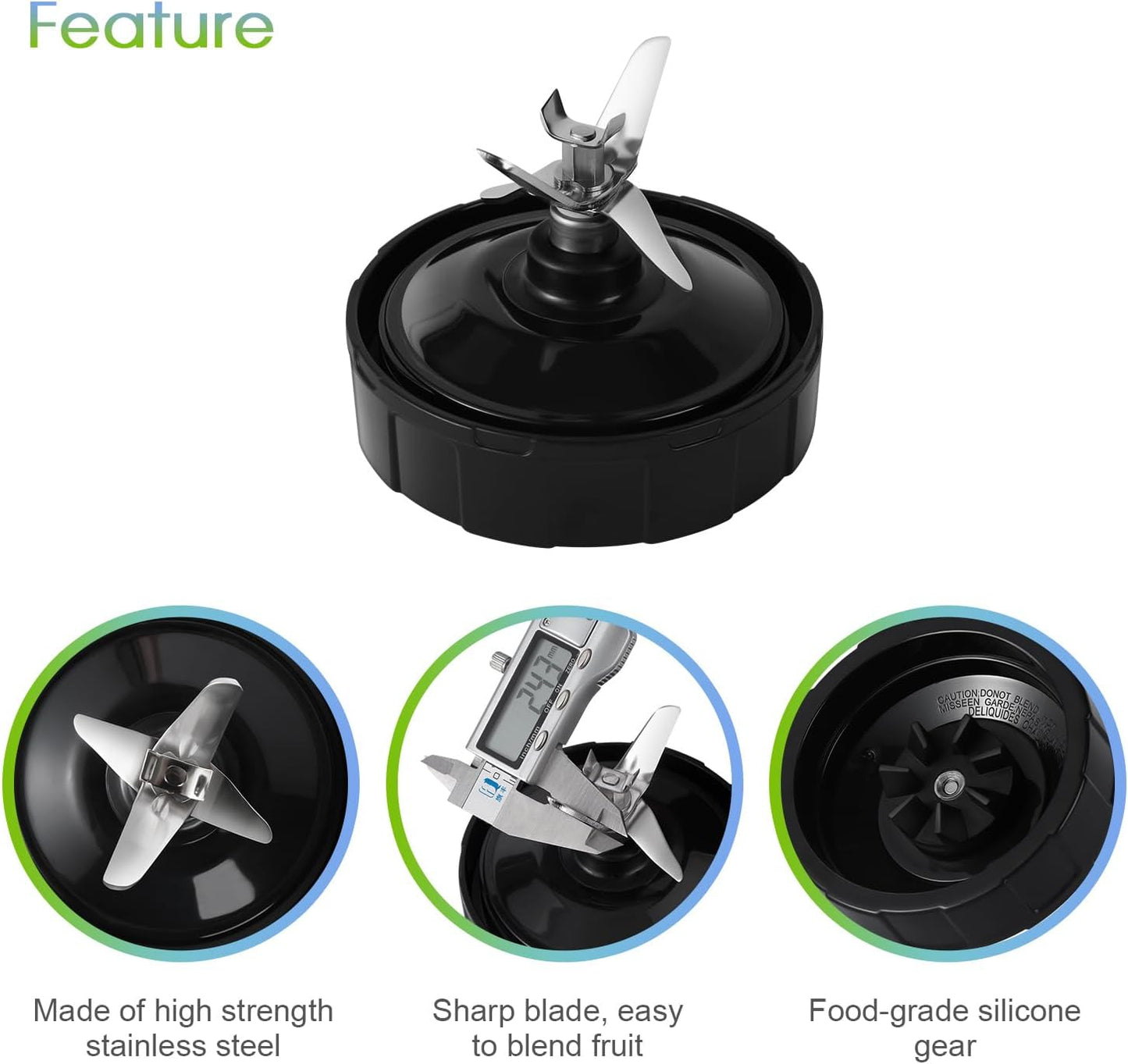 Blender Replacement Parts for Ninja, 24oz Ninja Blender Cups with To-Go Lids, 7 Fins Extractor Blade, Compatible with Nutri Ninja Auto iQ Blenders BL2012 BN801 BL480-30 BL640-30 BL642-30 NN100-30