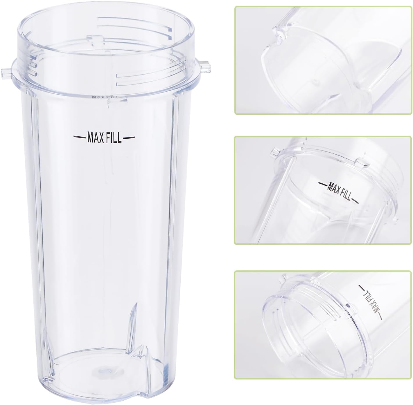Replacement16oz Blender Cup for Ninja,Single Serve Blender Cup With Lids Set For BL770 BL780 BL660 BL740 BL810 Nutri Ninja Series Blenders (2-pack)